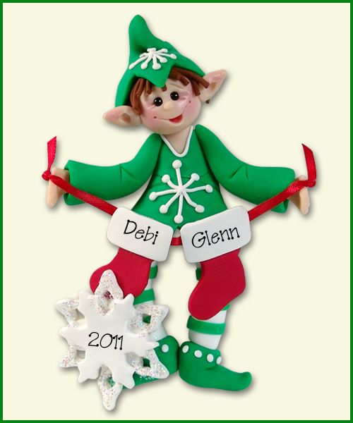 PERSONALIZED ELF FAMILY / COUPLES Christmas Ornament Polymer Clay by 
