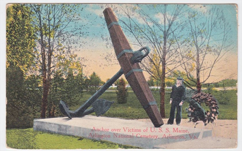 Arlington VA Anchor USS Maine Victims Cemetery 1914 Postcard. Make 