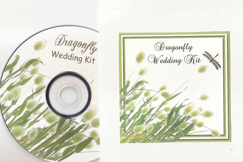 Delux Green Dragonfly Wedding Invitation Kit on CD  