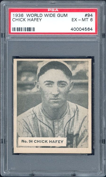 1936 World Wide #94 Chick Hafey PSA 6 Highest graded  