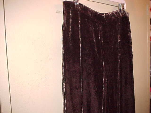 Ralph Lauren Brown Silk Bl Velvet Pants 14 Large  