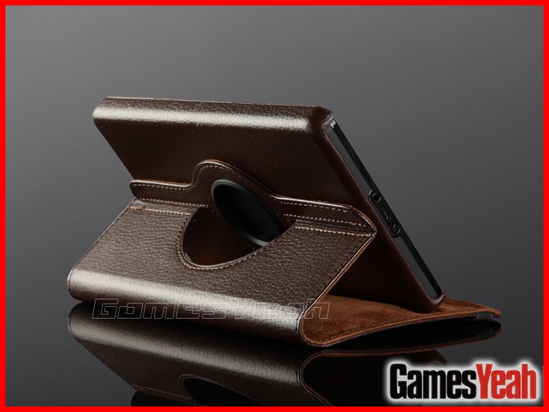 Brown F Kindle Fire PU leather Case Cover/Car Charger/USB Cable/Stylus 