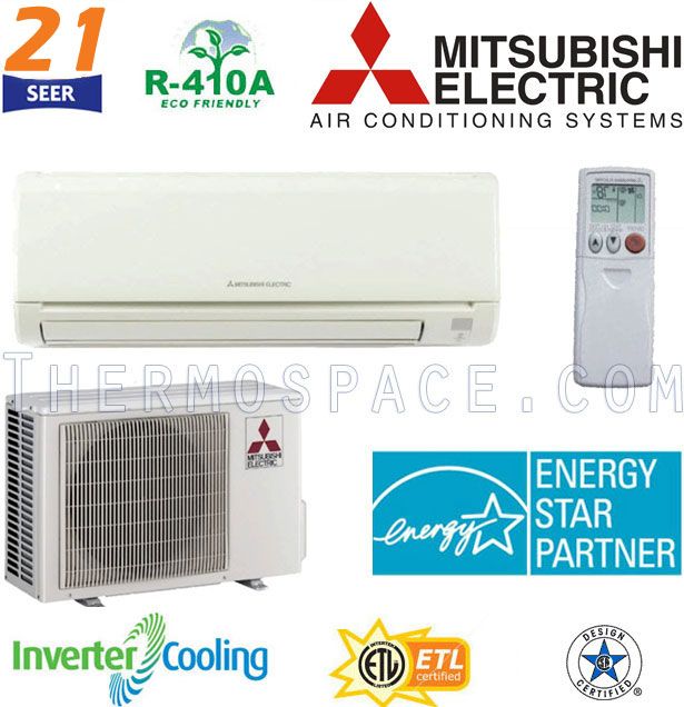   Mitsubishi MR. SLIM Ductless Mini Split Air Conditioner 21 SEER COOL