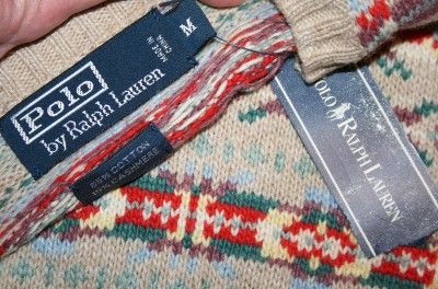 Mens Polo RALPH LAUREN Fair Isle Wool Cashmere Sweater Medium M  