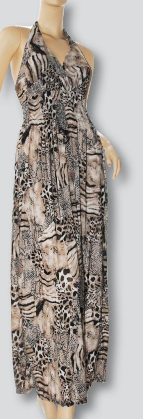 NEW Animal Print Long Maxi Dress Summer Beach Dress S/M  