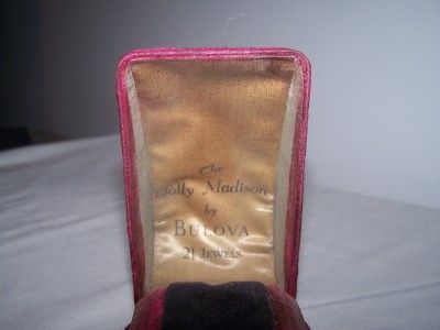Bulova Velvet Vintage Burgundy Watch Case Dolly Madison 21 Jewel Watch 