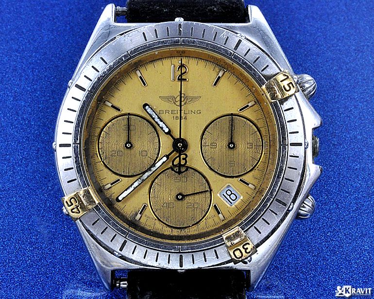Mens Breitling Chronograph Steel & Gold Wrist Watch C.1990s  