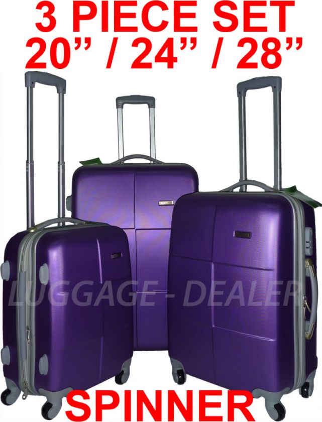 Piece Luggage Set PURPLE Spinner 4 Wheel Expandable ABS Hard Shell 
