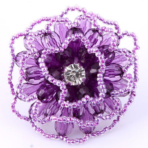 purple teardrop resin crystal multi layer flower blossom bead fashion 