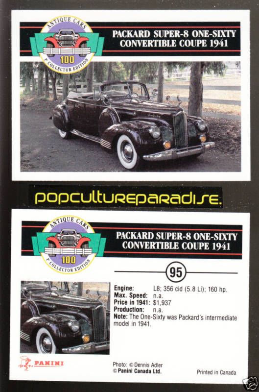 1941 PACKARD SUPER 8 160 CONVERTIBLE COUPE Car CARD  