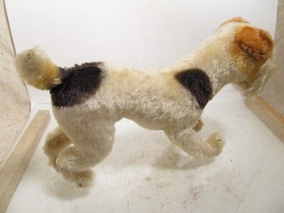 ANTIQUE LARGE STEIFF WIRE HAIRED FOX TERRIER DOG STUFFED TOY EXCELLENT 