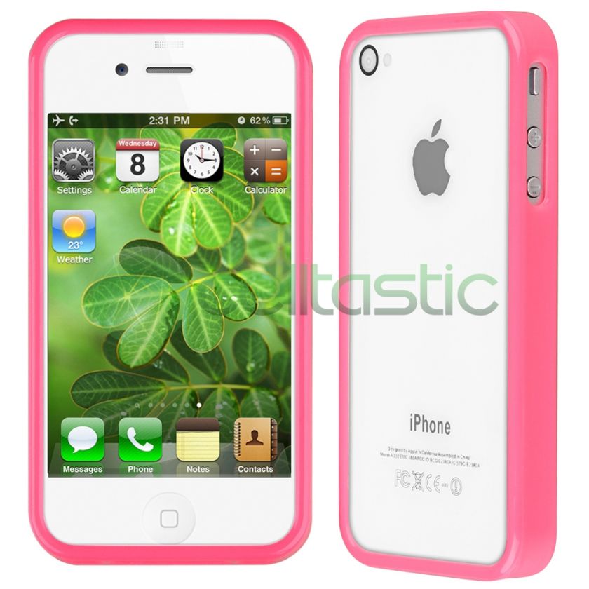 Pink Frame Bumper TPU Skin Soft Silicone Case Cover for iPhone 4 4G 4S 