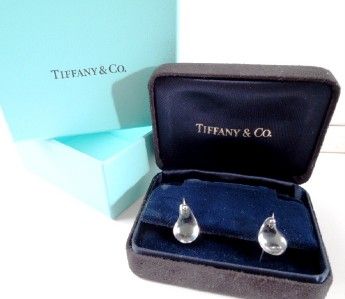Tiffany PERETTI Crystal Platinum TEARDROP Earrings  Tiffany Suede 