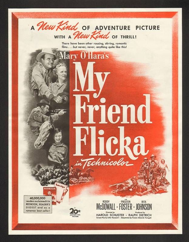 1943 Mary Oharas My Friend Flicka Movie Print Ad  