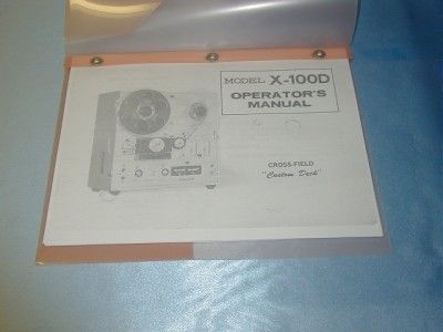 AKAI X 100D REEL TO REEL TAPE DECK OPERATORS MANUAL  