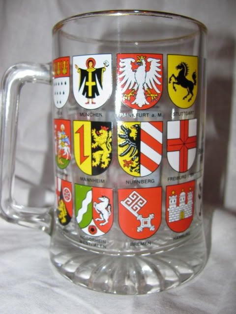 Bundesrepublik Deutschland Beer Stein Glass MUG Gold Trim Great 