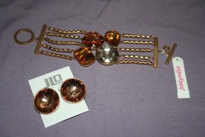 JENNIFER LOPEZ Huge Crystals Earrings & Bracelet Set NEW $95  